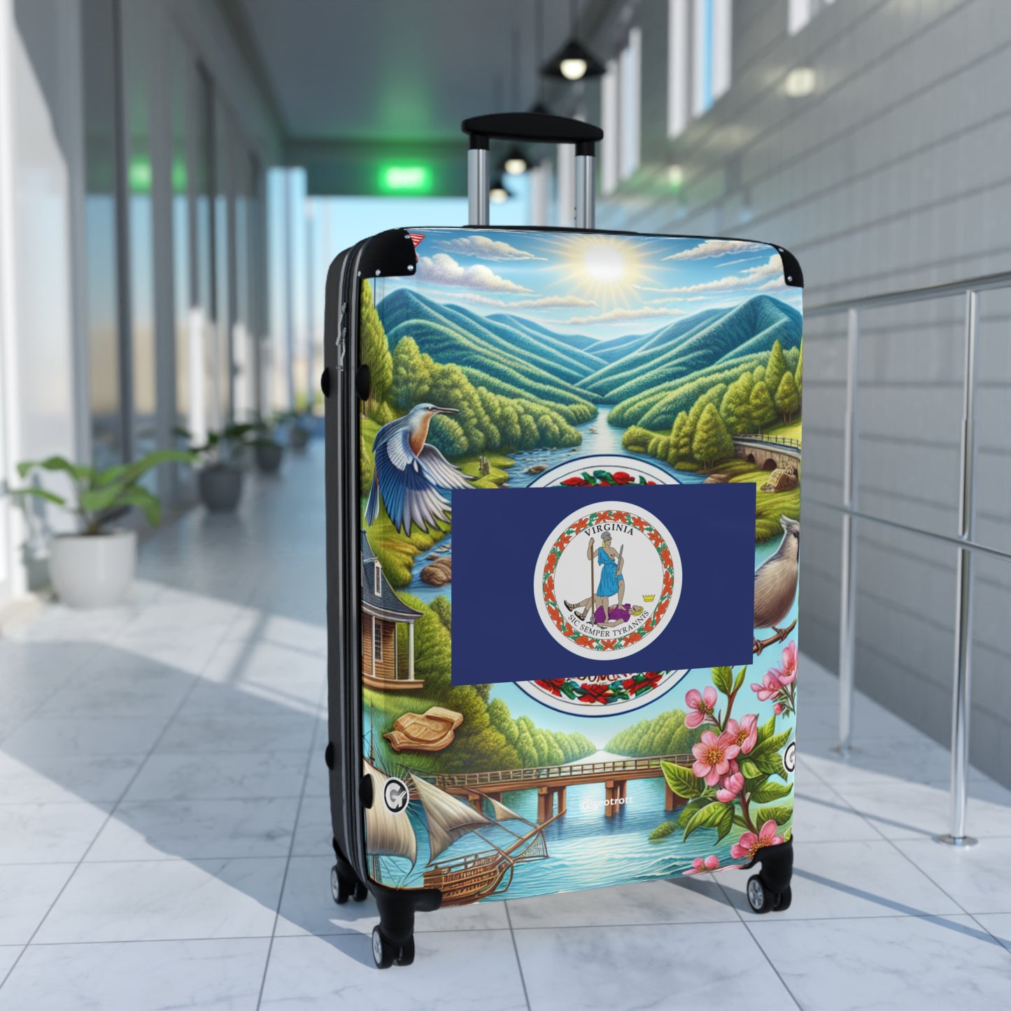Virginia Usa State Flags Luggage Bag Rolling Suitcase Spinner