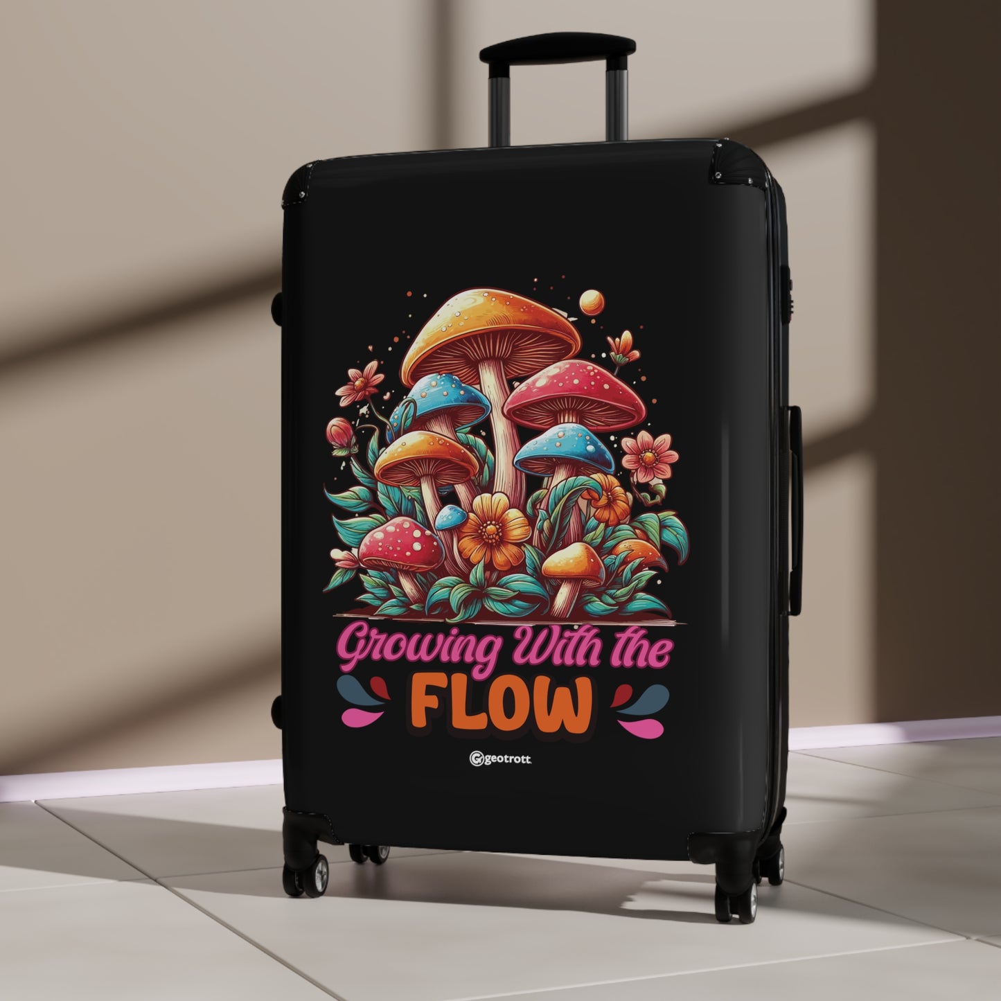 Mushrooms Chroom Funny Inspirational Luggage Bag Rolling Suitcase Spinner