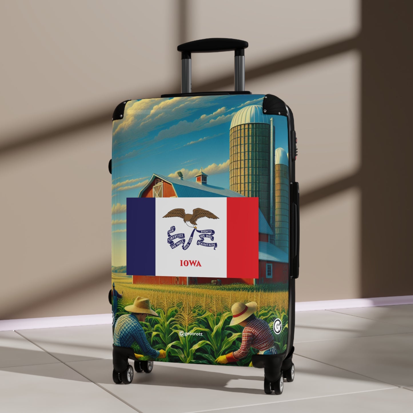 Iowa Usa State Flags Luggage Bag Rolling Suitcase Spinner