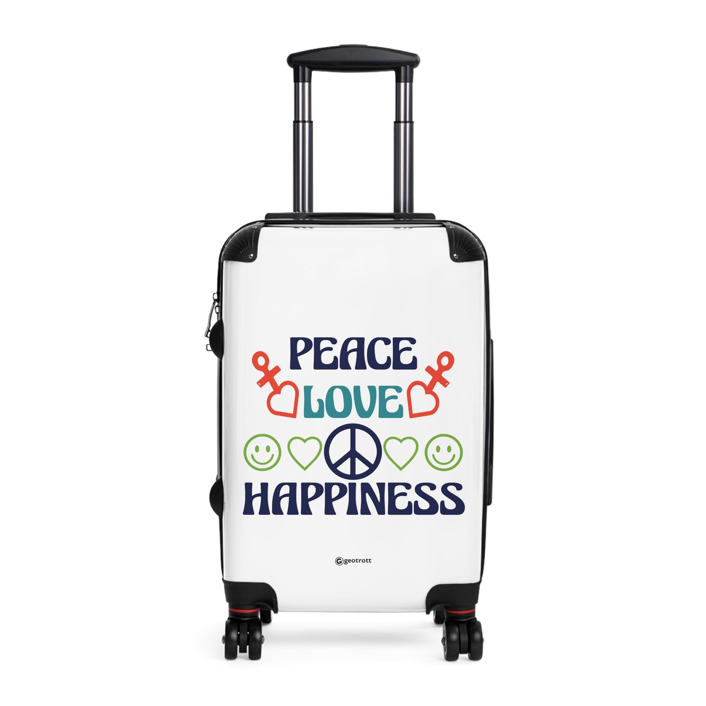 Emotive Inspirational Peace Love Happiness Luggage Bag Rolling Suitcase Spinner