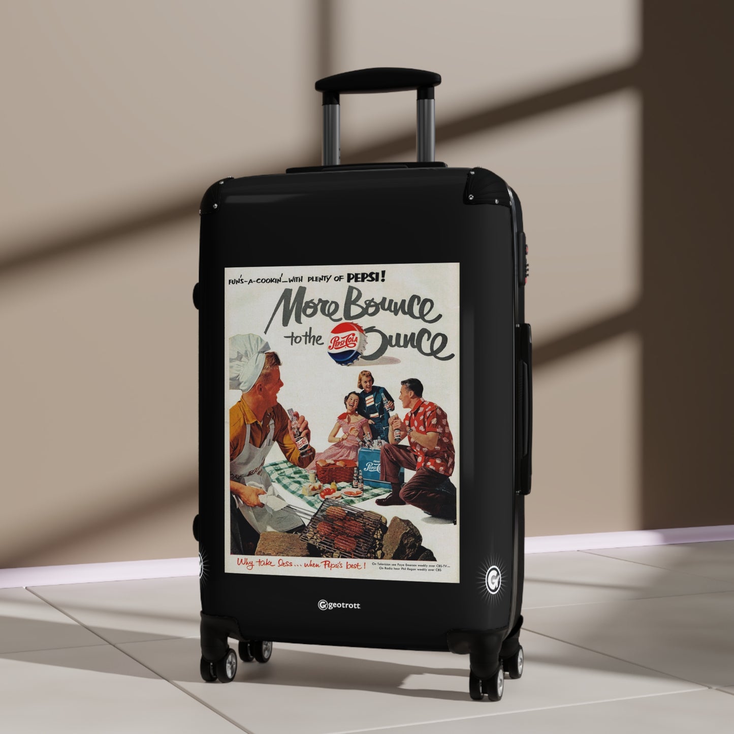 More Bounce To The Ounce Drink Pepsi Cola Vintage Posters Retro Ad Luggage Bag Rolling Suitcase Spinner