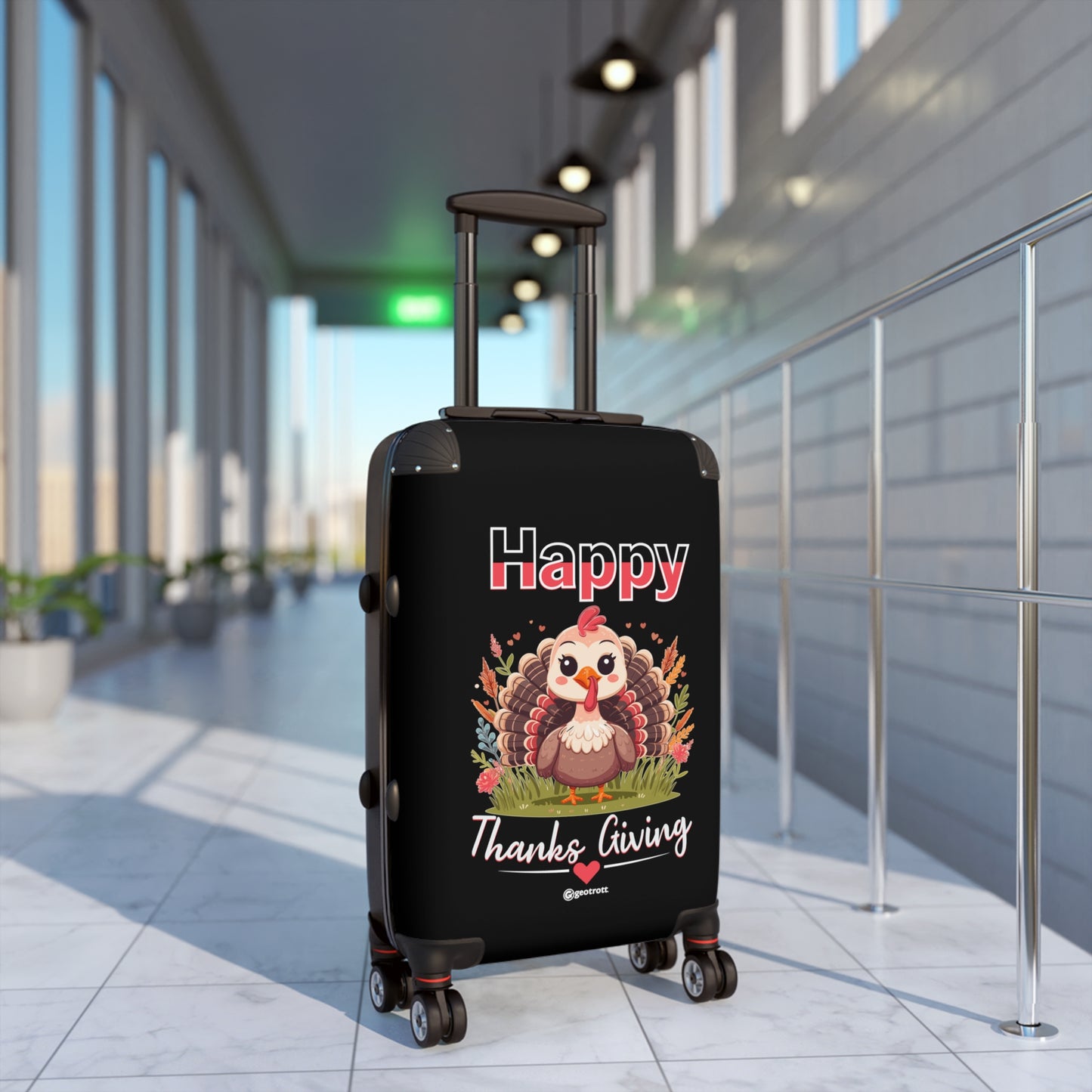 Happy Thanksgiving Cute Turkey Thanksgiving Season Luggage Bag Rolling Suitcase Spinner