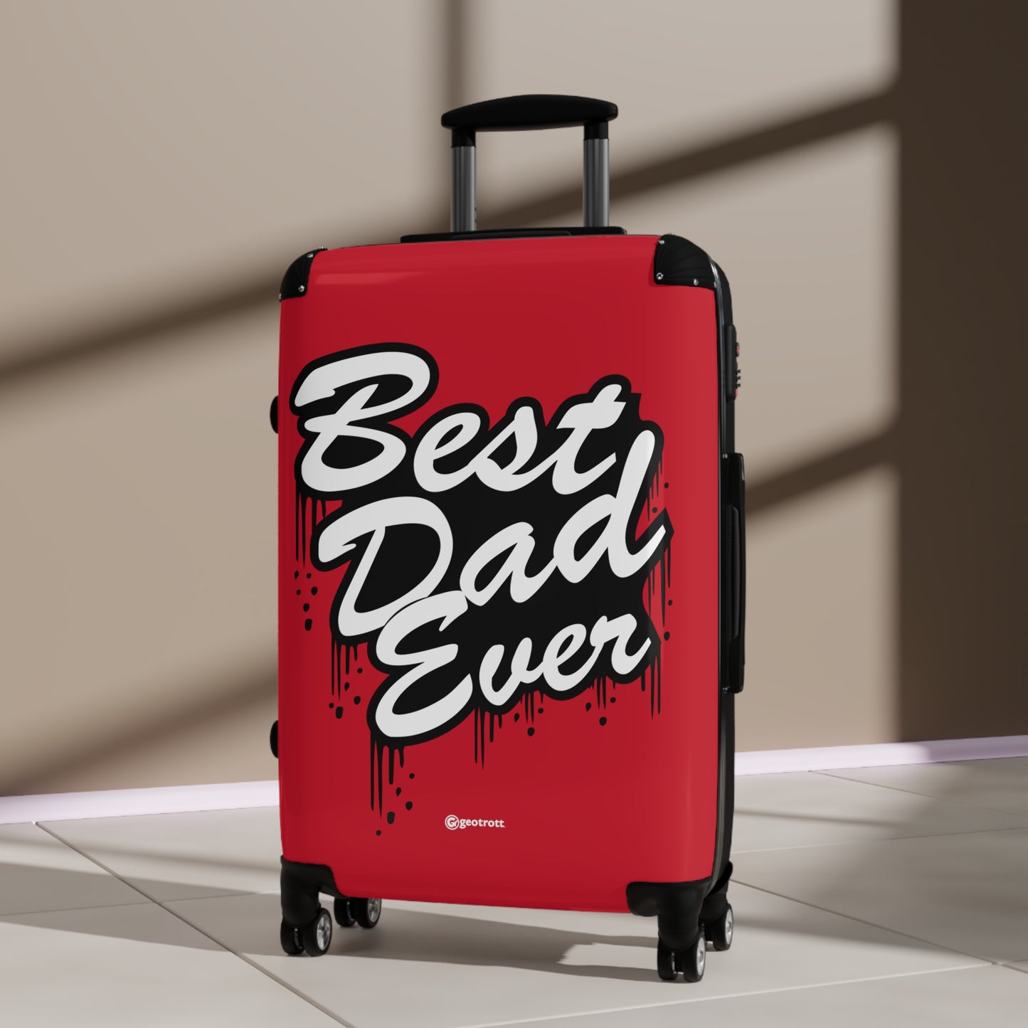 Best Dad Ever Red Emotive Inspirational Fathers Day Luggage Bag Rolling Suitcase Spinner