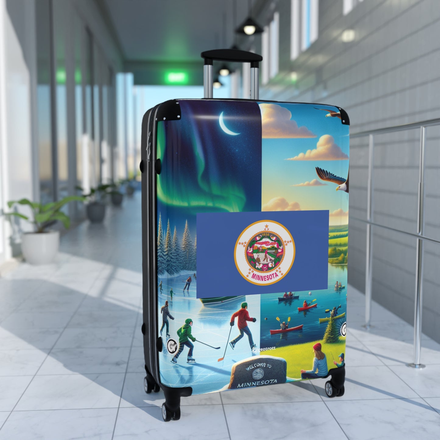 Minnesota Usa State Flags Luggage Bag Rolling Suitcase Spinner