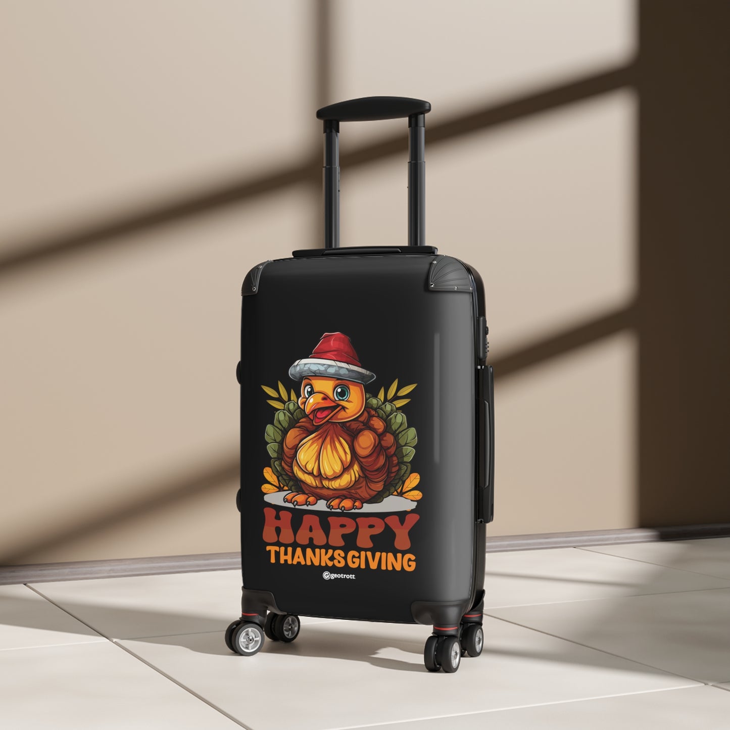 Happy Thanksgiving Cute Turkey Thanksgiving Season Luggage Bag Rolling Suitcase Spinner