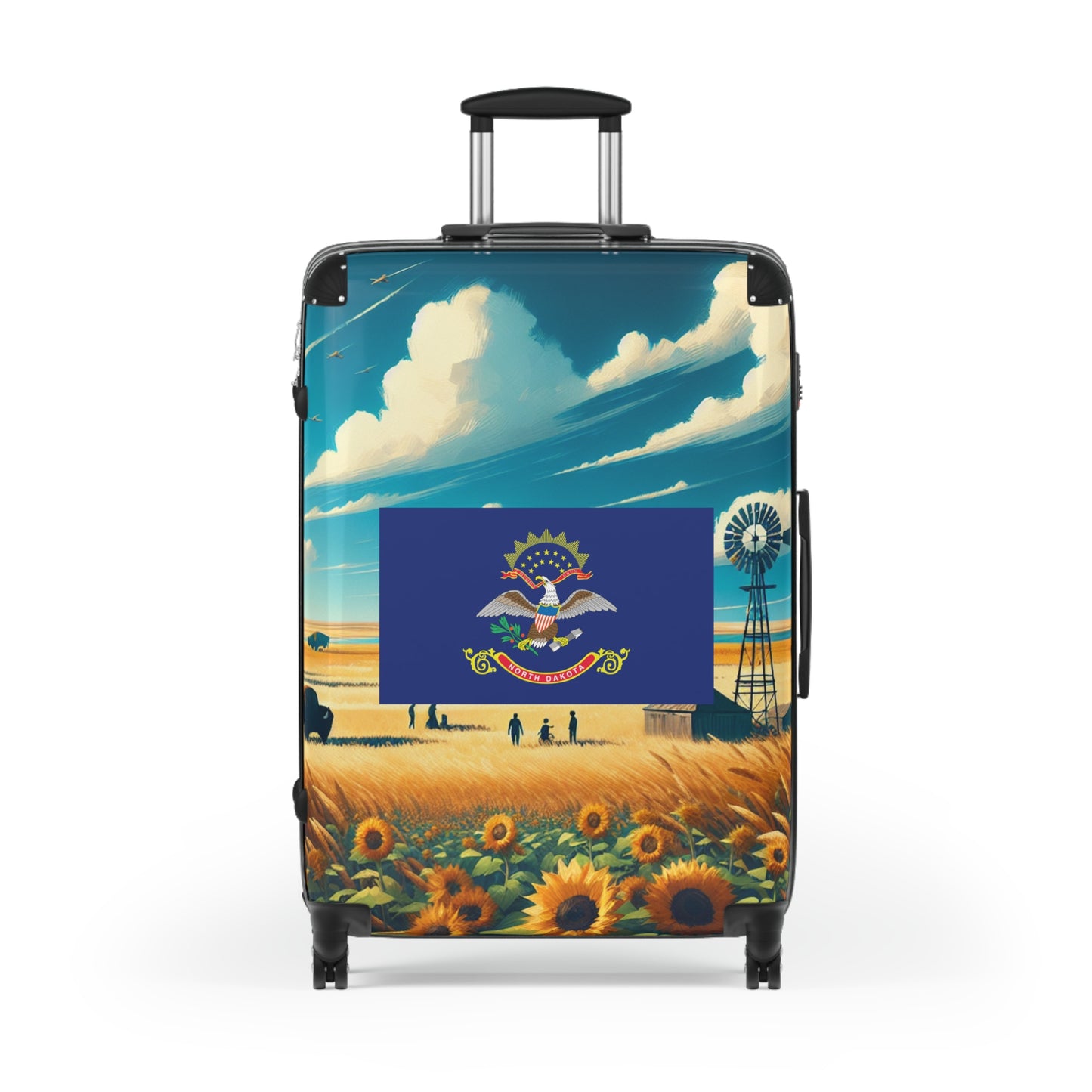 North Dakota Usa State Flags Luggage Bag Rolling Suitcase Spinner