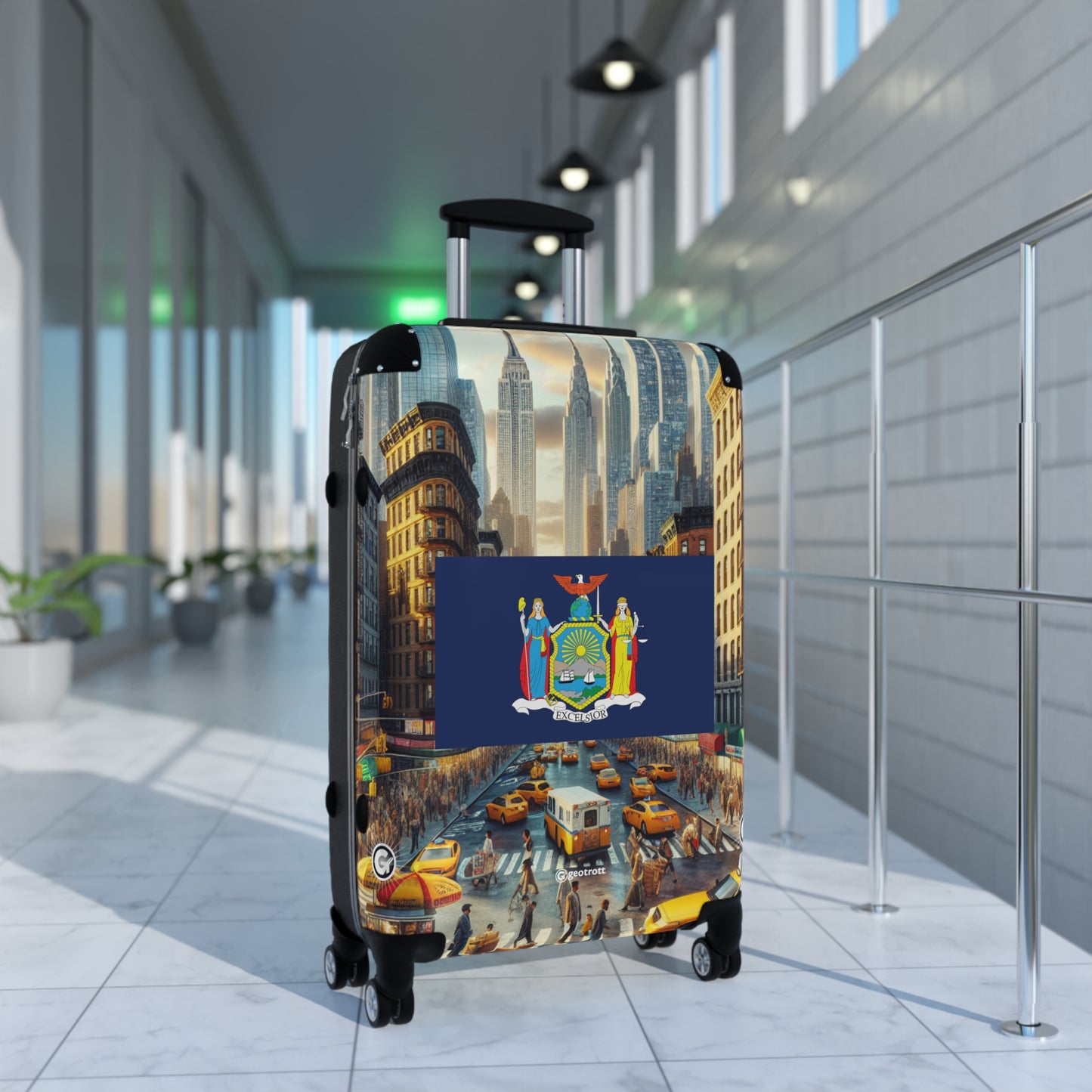 New York USA STATE FLAGS Luggage Bag Rolling Suitcase Spinner