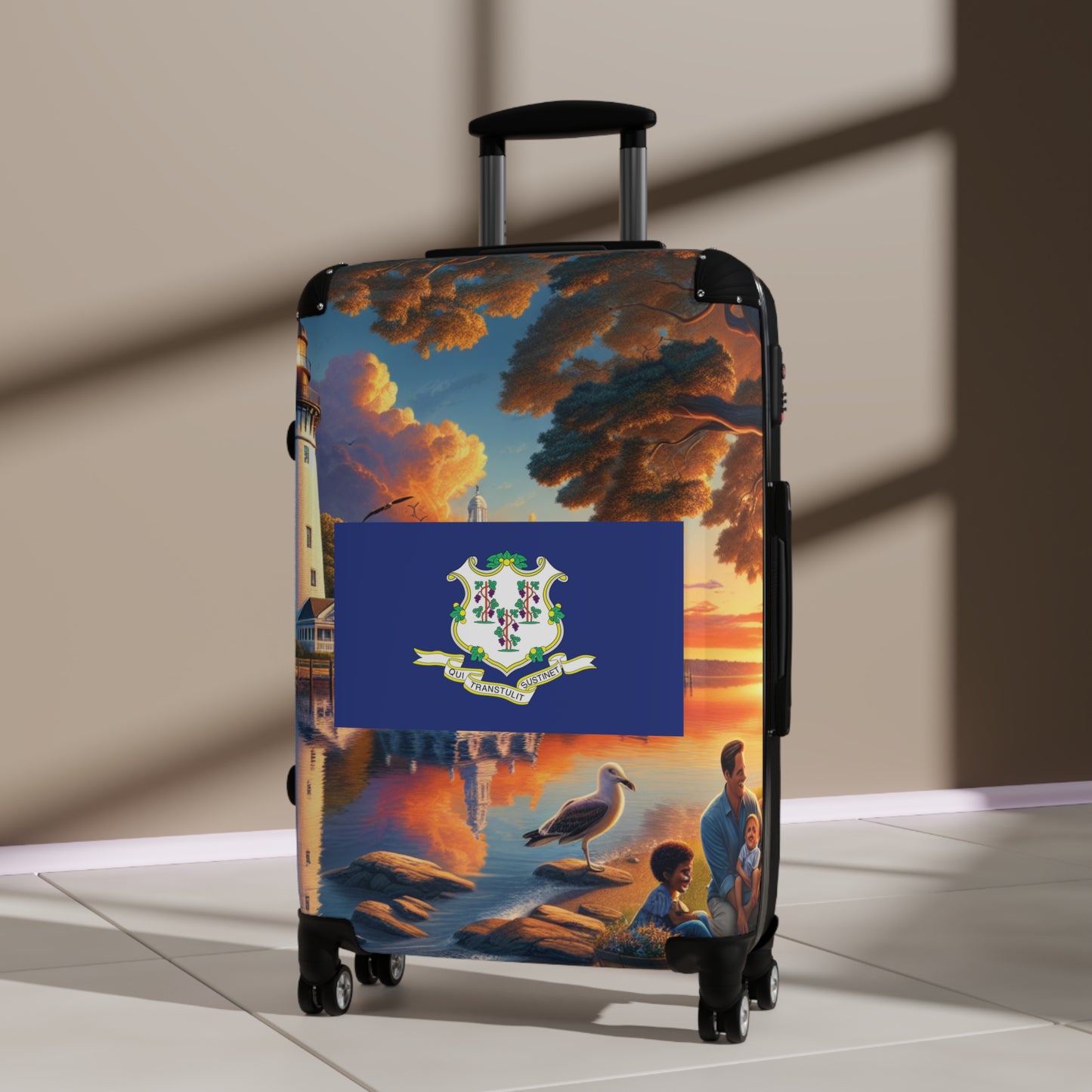 Conneticutt Usa State Flags Luggage Bag Rolling Suitcase Spinner