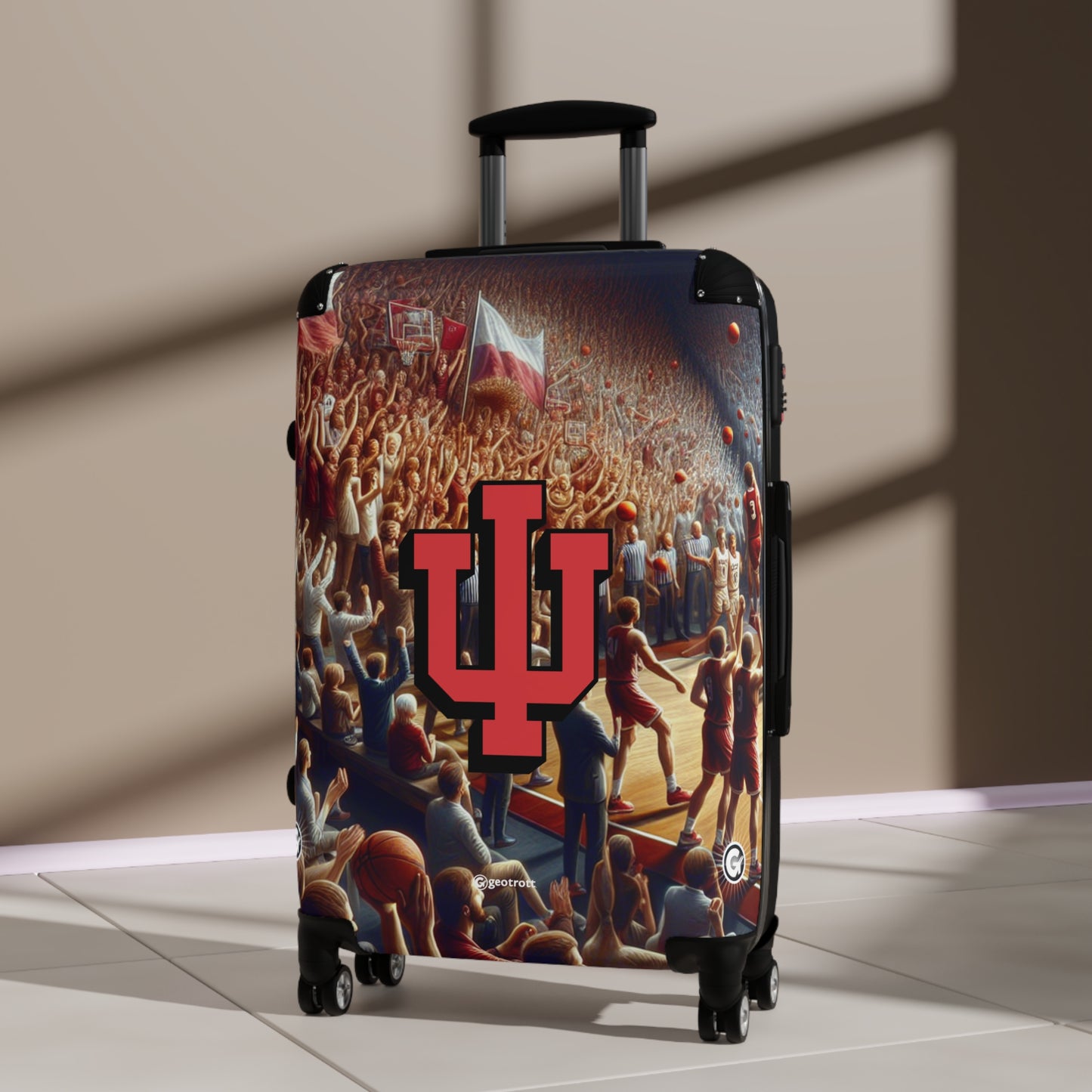 Indiana University Hoosiers Men'S Basketball College Team Luggage Bag Rolling Suitcase Spinner
