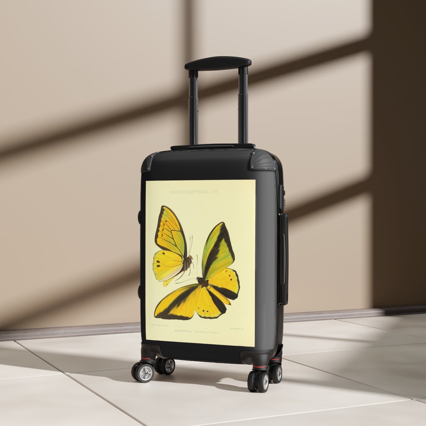 Yellow Butterfly Ornithoptera Goliath var Titan Black Cabin Suitcase