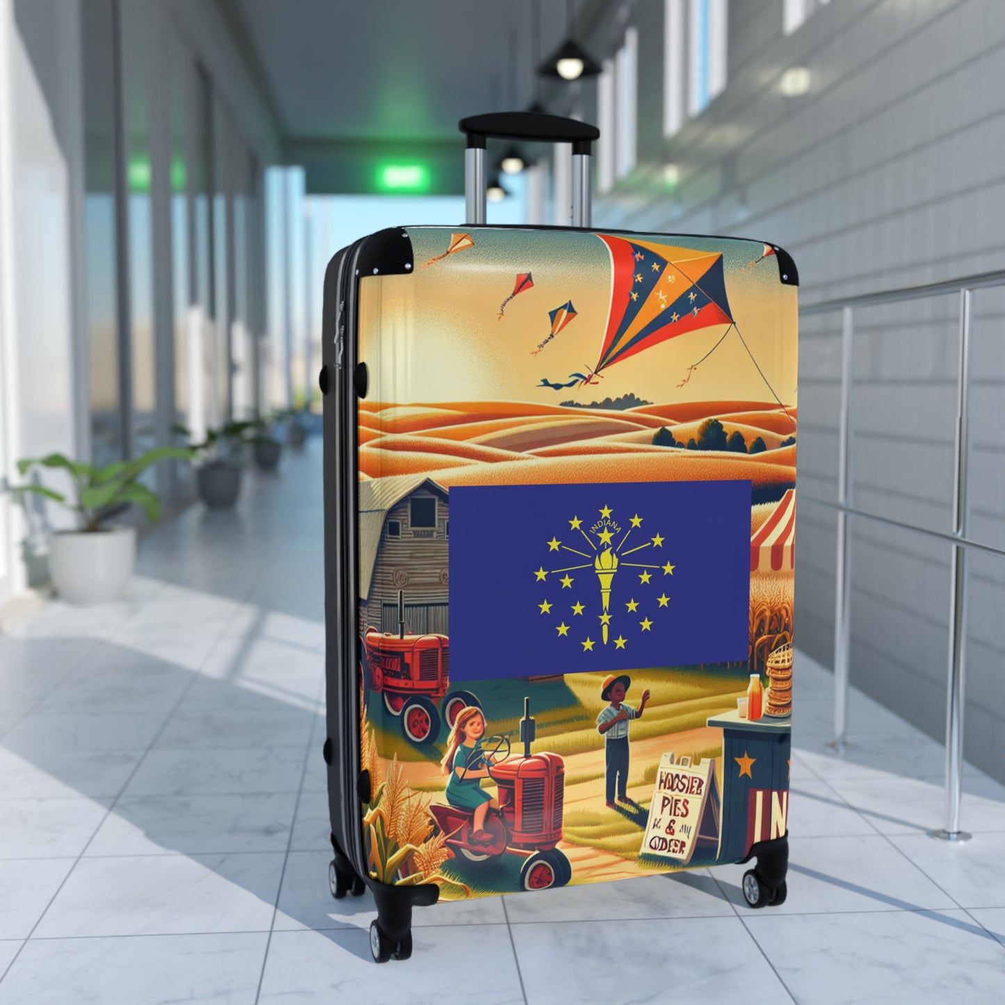 Indiana Usa State Flags Luggage Bag Rolling Suitcase Spinner