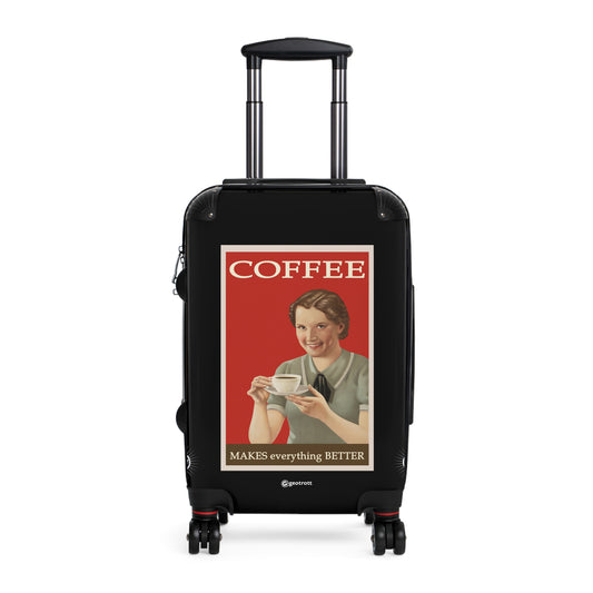 Coffee Makes Everything Better Vintage Posters Retro Ad Luggage Bag Rolling Suitcase Spinner