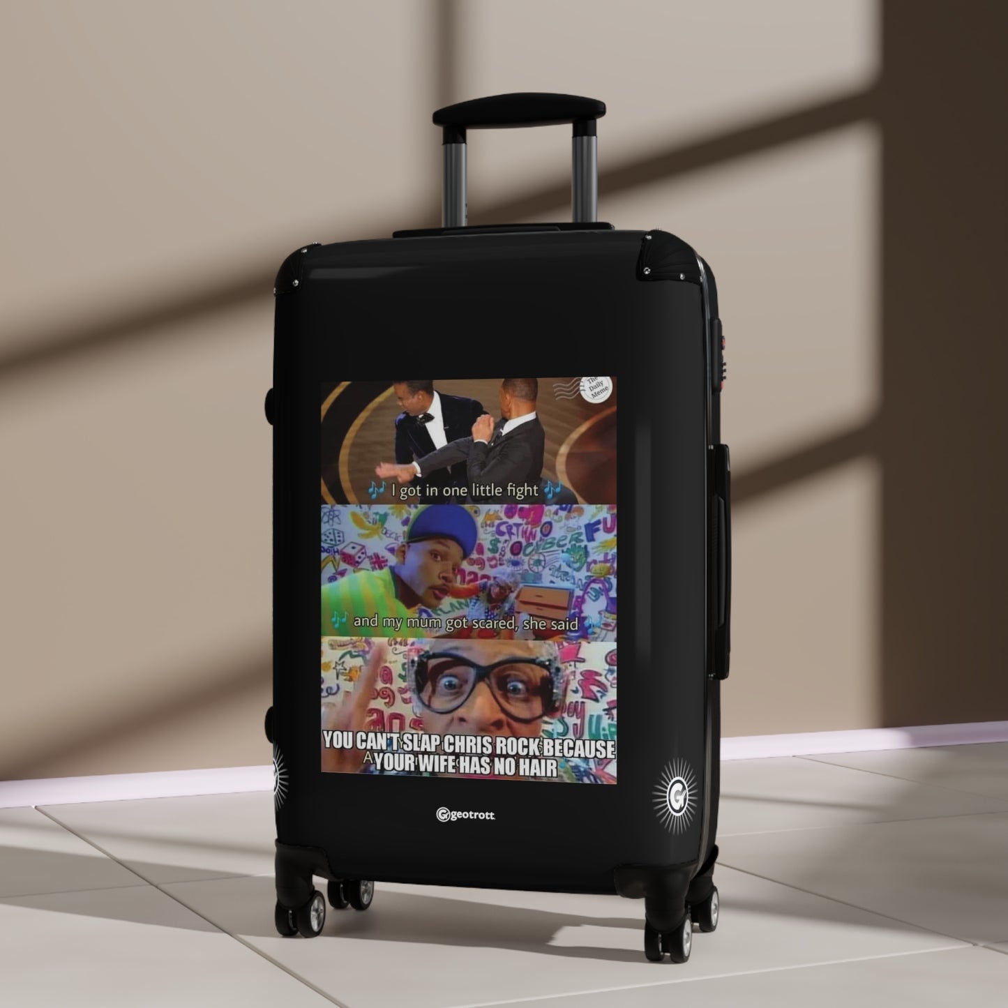 Will Smith Slaps Chris Rock MEME Funny Inspirational Luggage Bag Rolling Suitcase Spinner