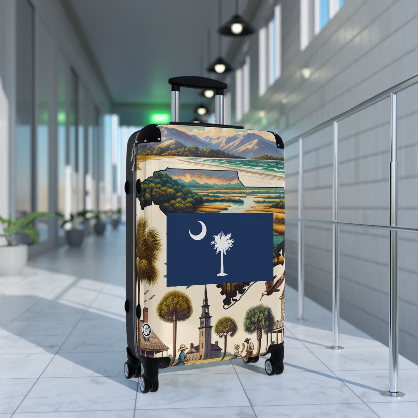 South Carolina Usa State Flags Luggage Bag Rolling Suitcase Spinner