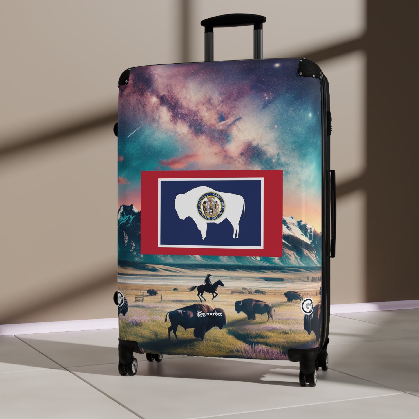 Wyoming USA STATE FLAGS Luggage Bag Rolling Suitcase Spinner