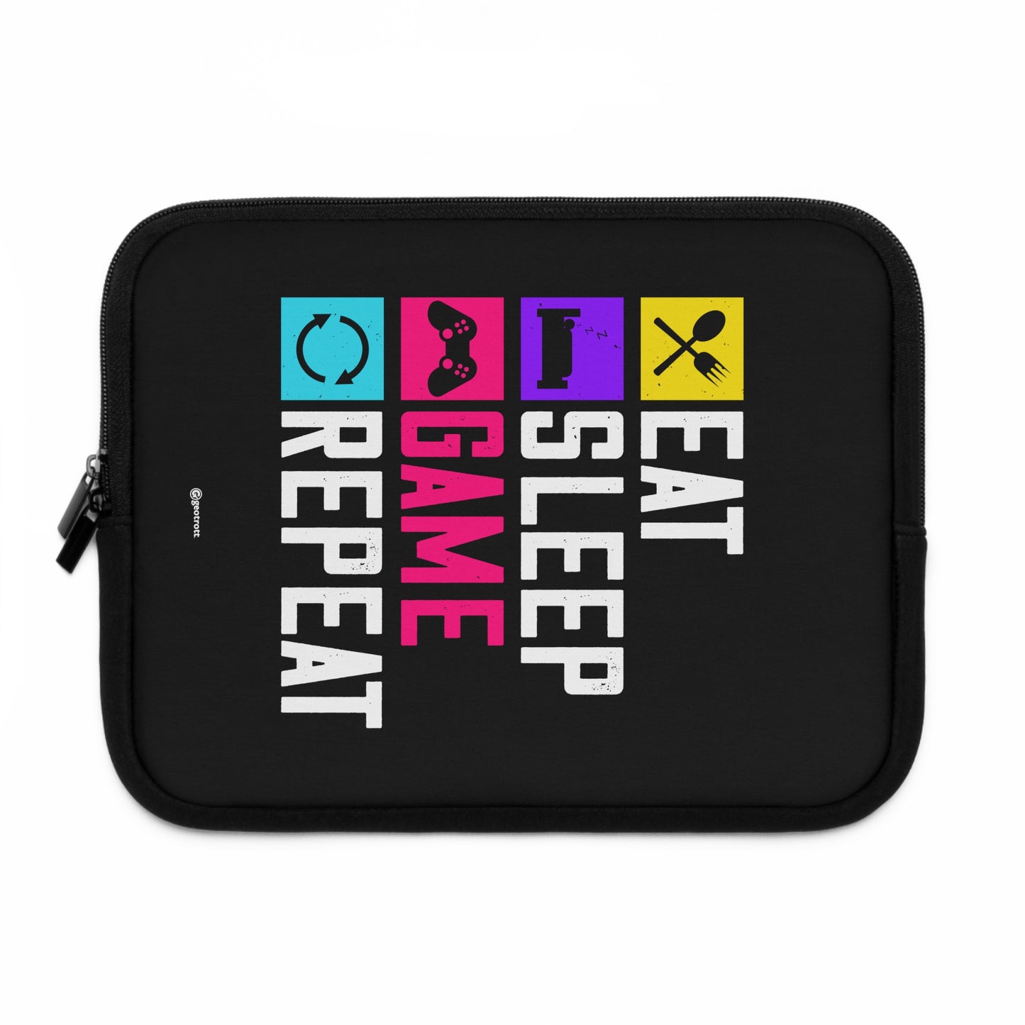 Eat Sleep Game Repeat Gamer Gaming Lightweight Smooth Neoprene Laptop Sleeve