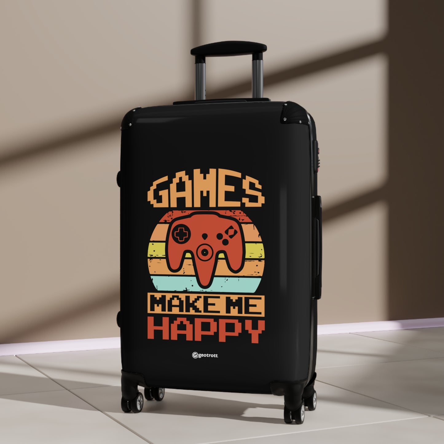 Games Make me Happy Gamer Gaming Suitcase-Bags-Geotrott