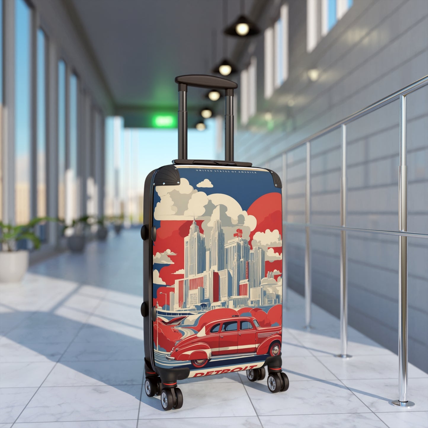 Detroit Dreaming: Vintage Travel Poster Art, Classic Car And Skyline Americana Vintage Travel Poster