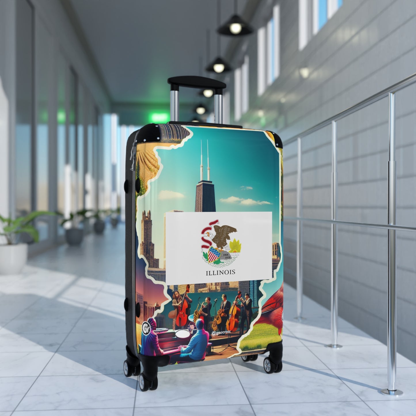 Illinois Usa State Flags Luggage Bag Rolling Suitcase Spinner