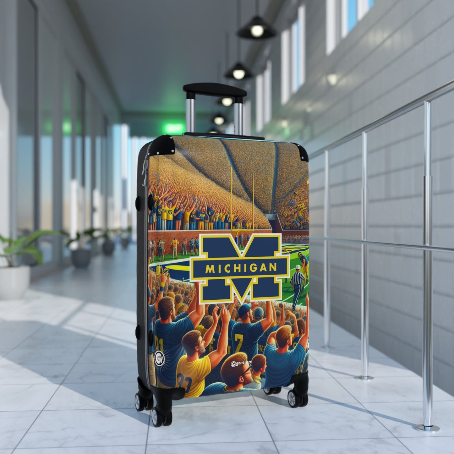 Michigan University Wolverines Football Team Luggage Bag Rolling Suitcase Spinner