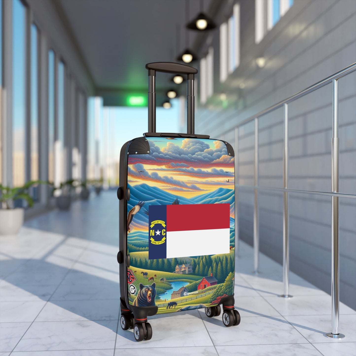 North Carolina Usa State Flags Luggage Bag Rolling Suitcase Spinner