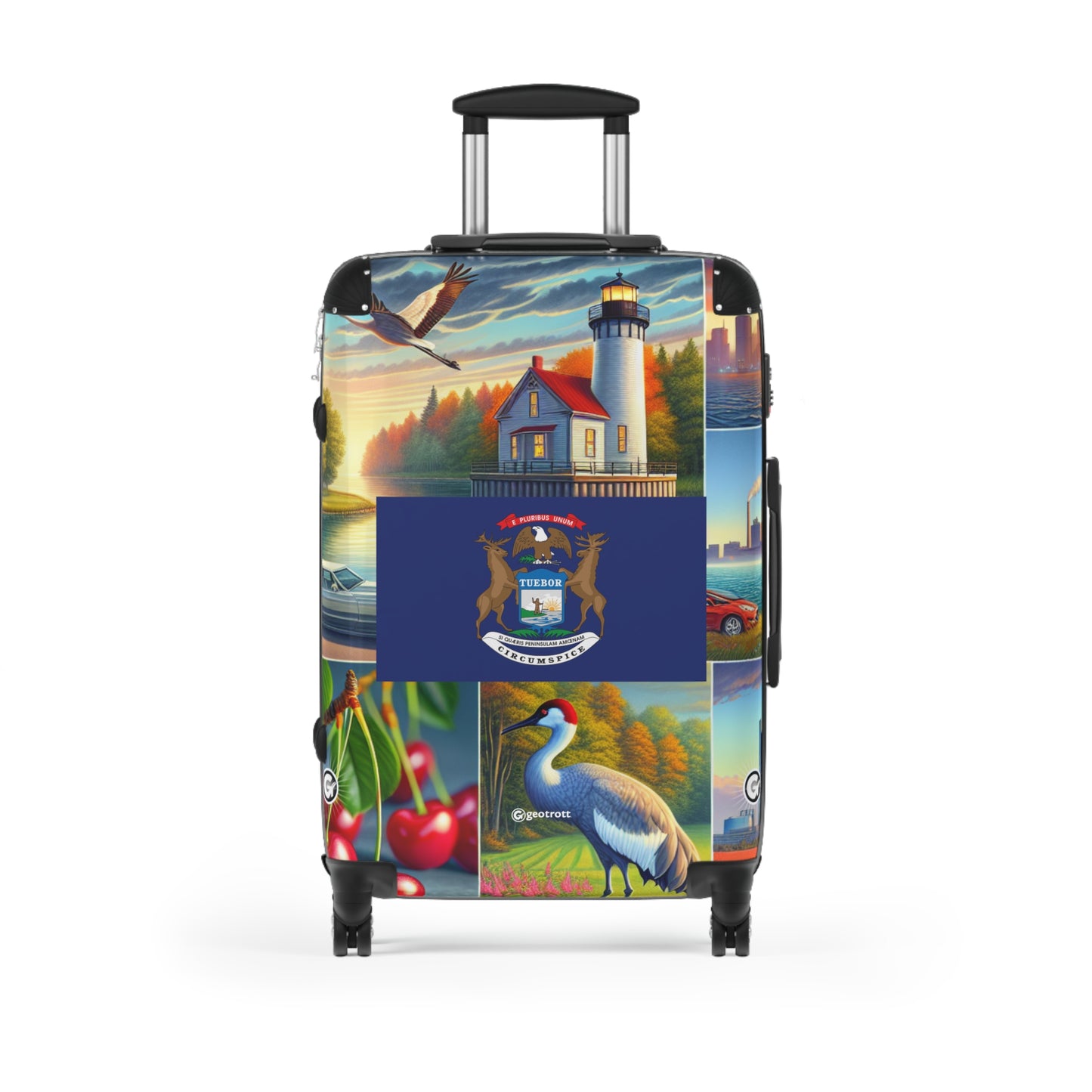 Michigan Usa State Flags Luggage Bag Rolling Suitcase Spinner