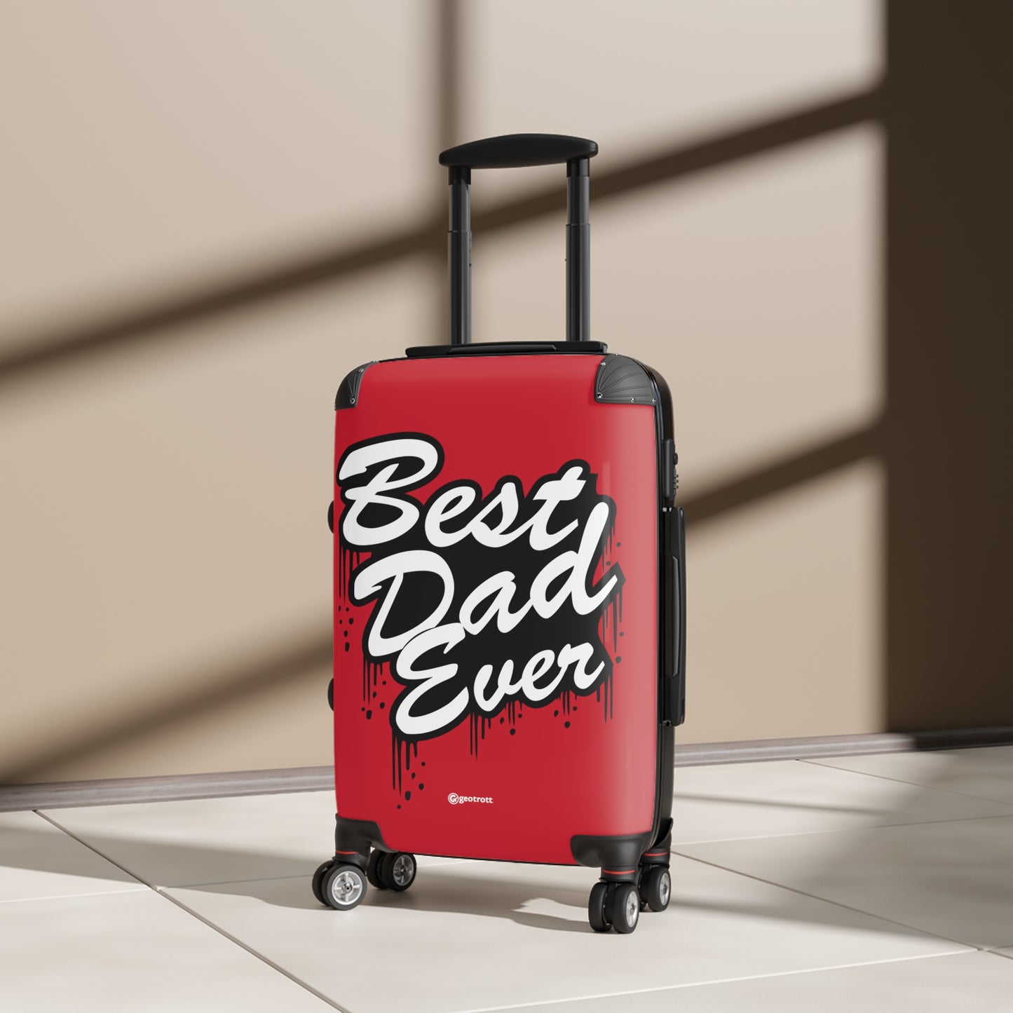 Best Dad Ever Red Emotive Inspirational Fathers Day Luggage Bag Rolling Suitcase Spinner