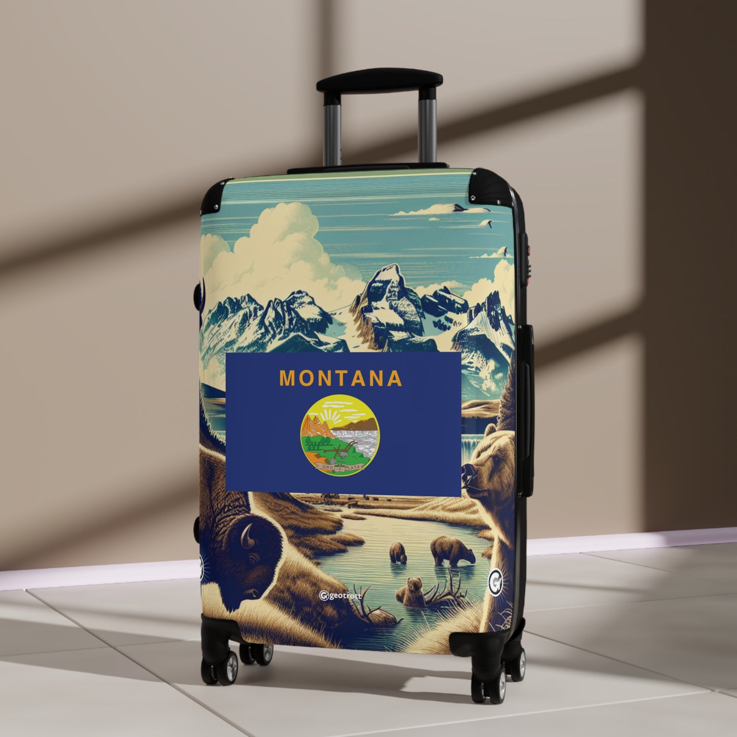 Montana Usa State Flags Luggage Bag Rolling Suitcase Spinner