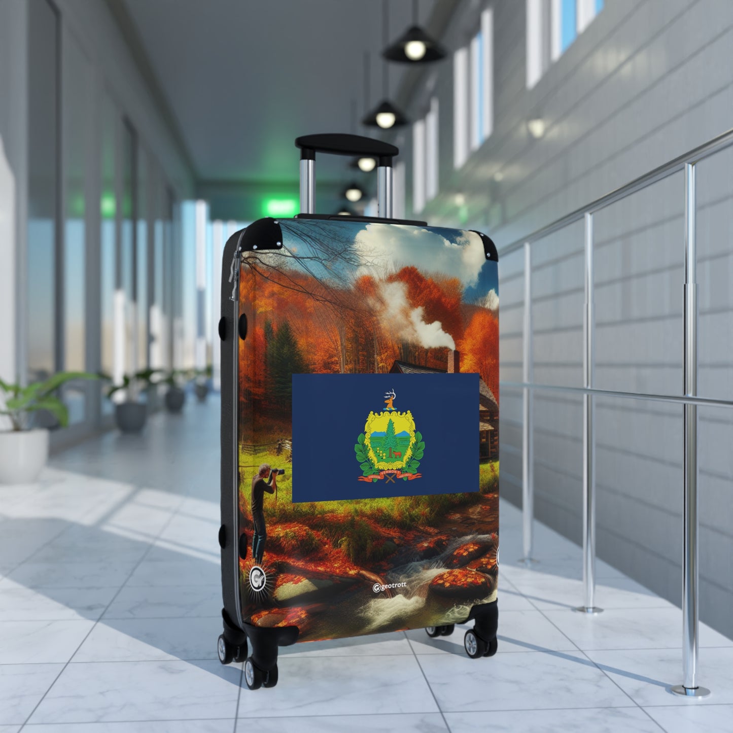 Vermont USA STATE FLAGS Luggage Bag Rolling Suitcase Spinner