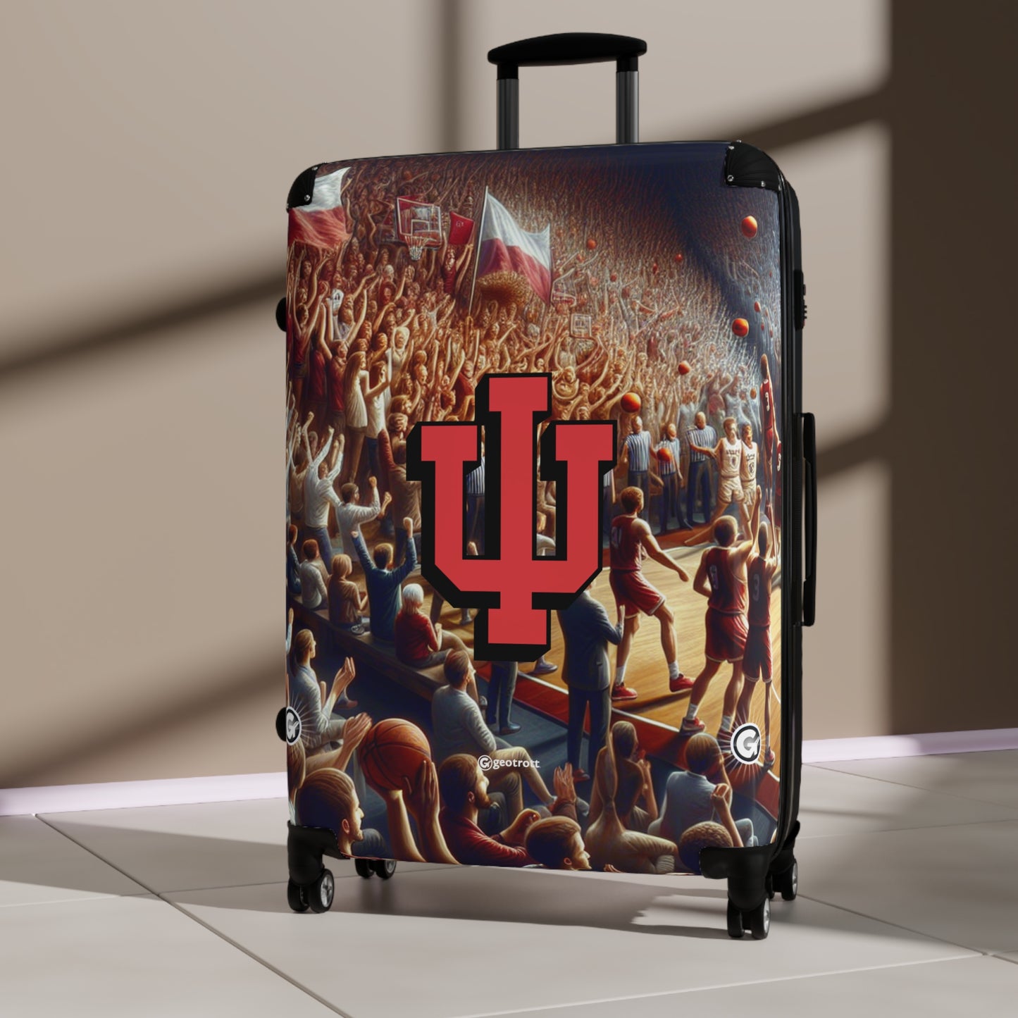 Indiana University Hoosiers Men'S Basketball College Team Luggage Bag Rolling Suitcase Spinner