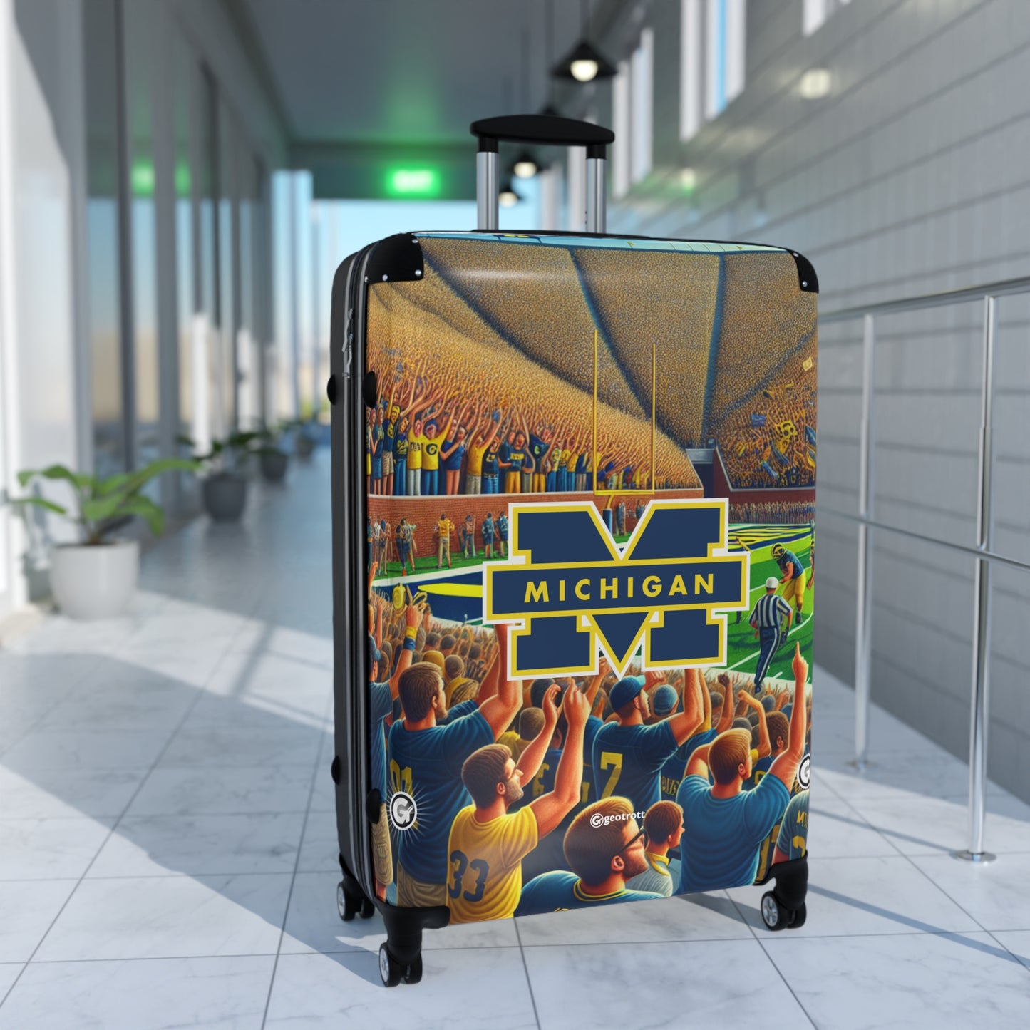Michigan University Wolverines Football Team Luggage Bag Rolling Suitcase Spinner
