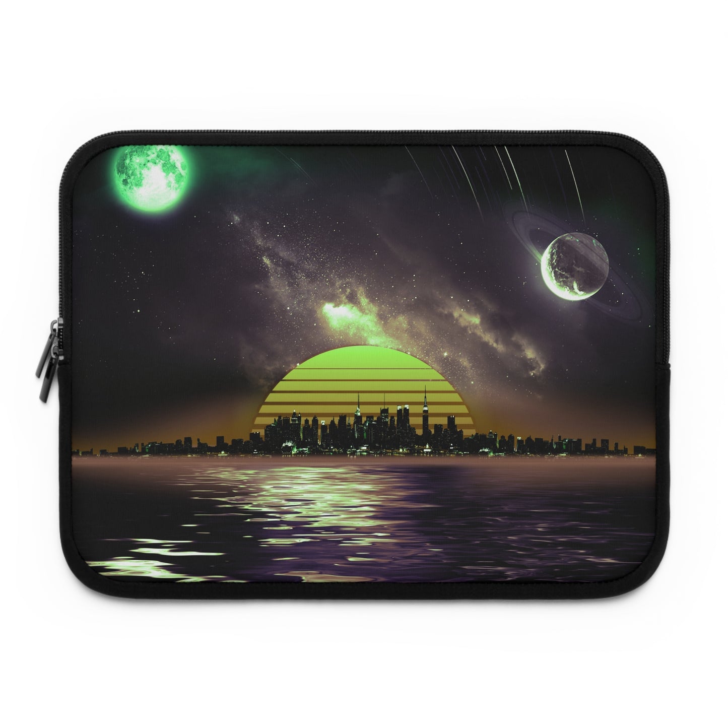 Copy Of Space City Sunset Green Black Laptop Sleeve