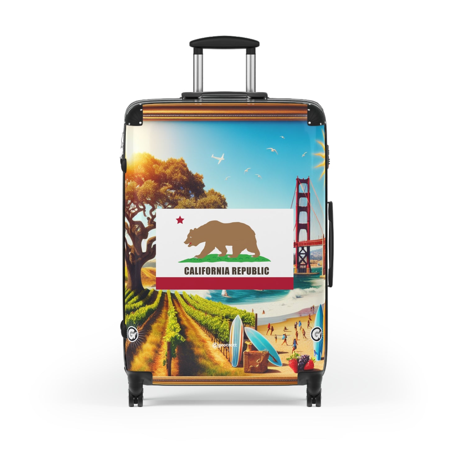 California Usa State Flags Luggage Bag Rolling Suitcase Spinner