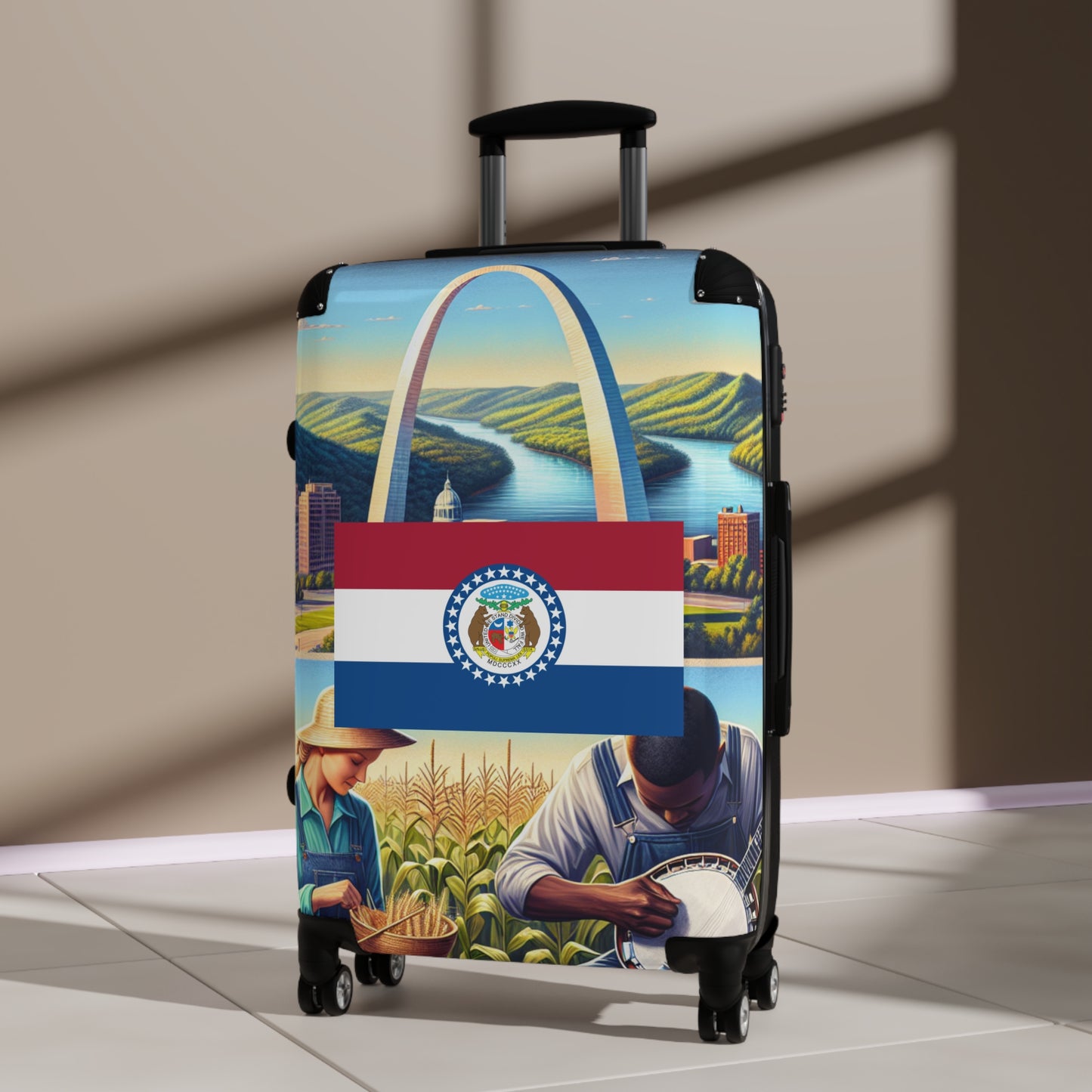 Missouri Usa State Flags Luggage Bag Rolling Suitcase Spinner