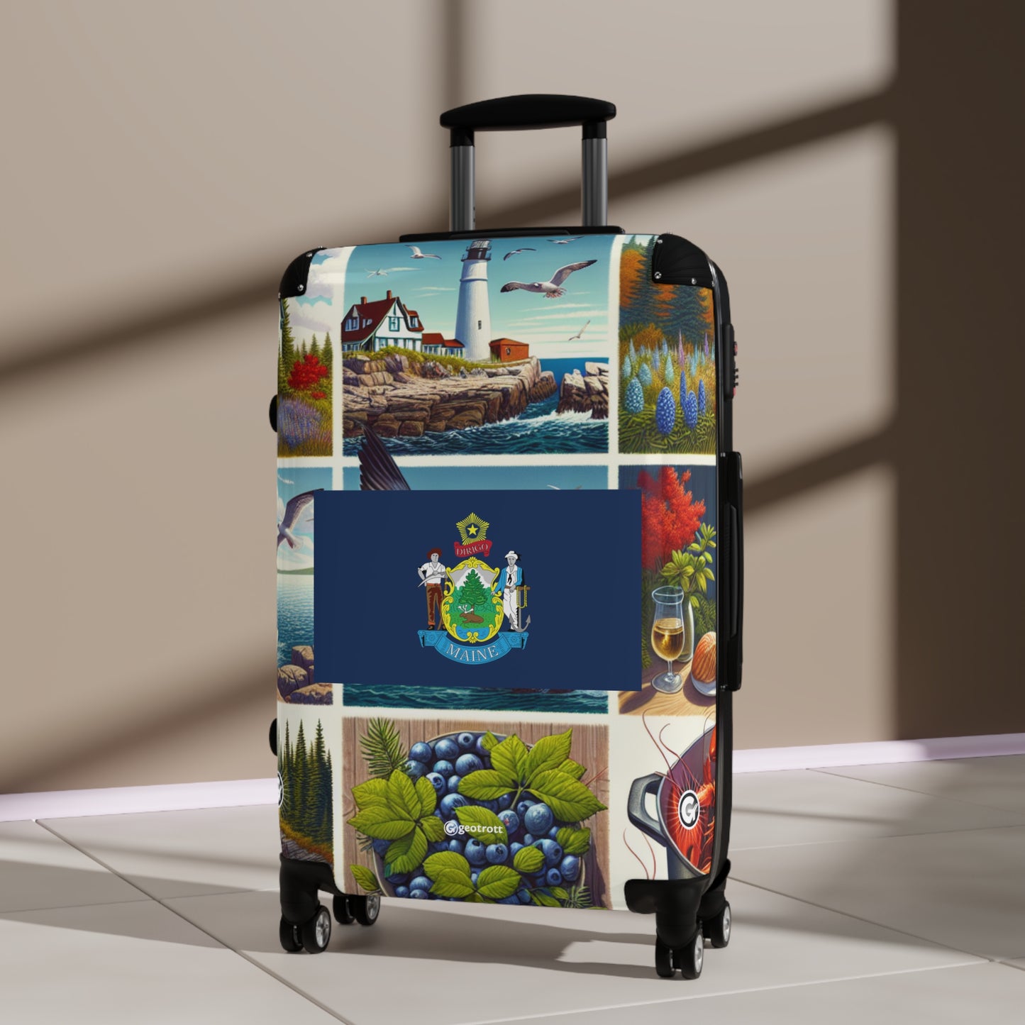 Maine Usa State Flags Luggage Bag Rolling Suitcase Spinner