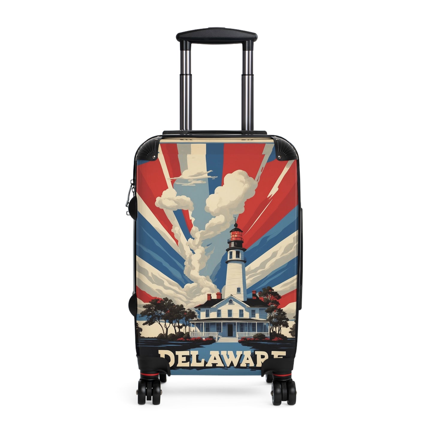 Coastal Beacon Of Delaware: Vintage Travel Poster Art, Iconic Lighthouse Seascape Vintage Travel Poster