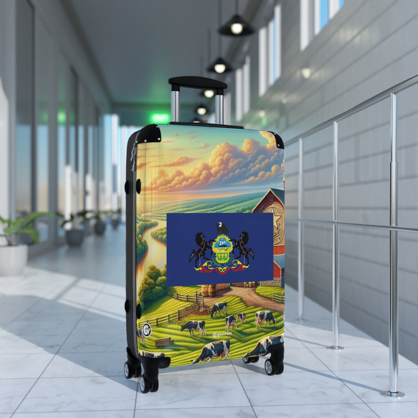 Pennsylvania Usa State Flags Luggage Bag Rolling Suitcase Spinner