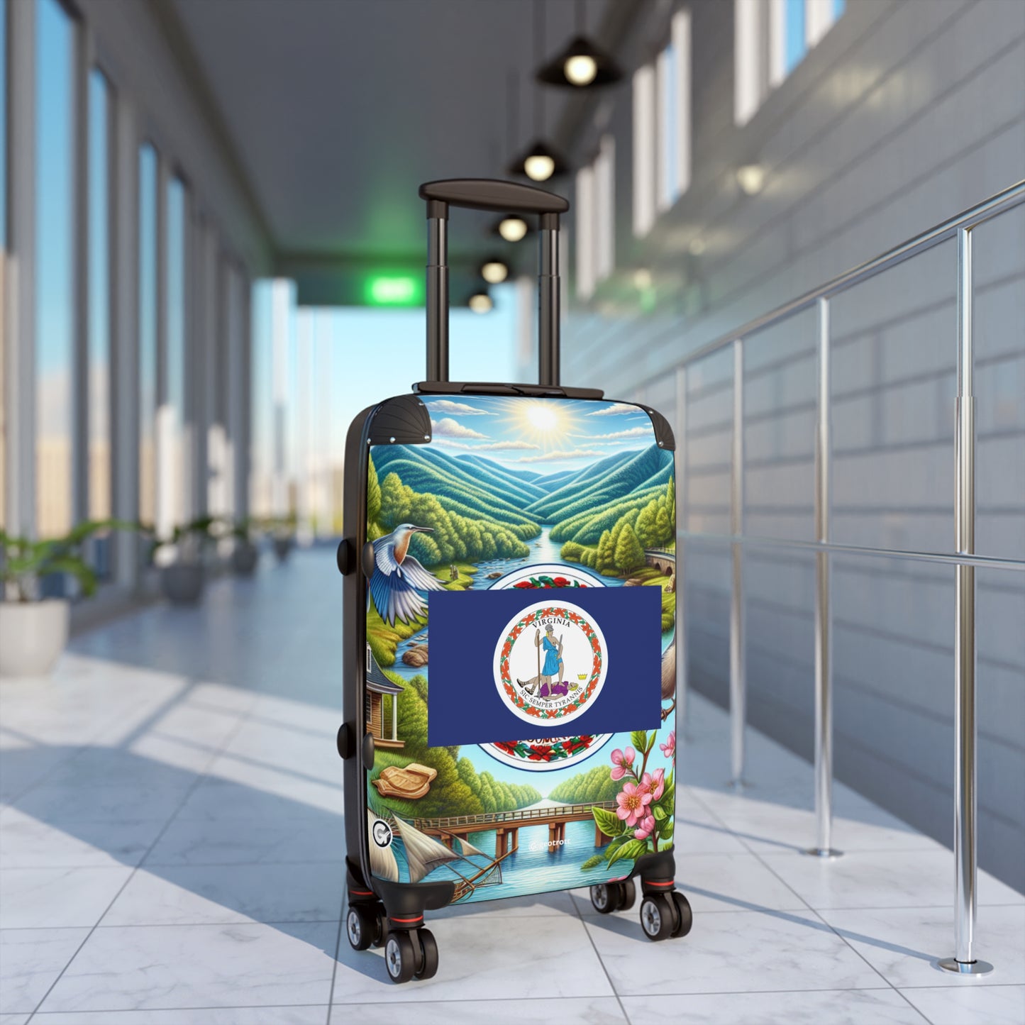 Virginia Usa State Flags Luggage Bag Rolling Suitcase Spinner