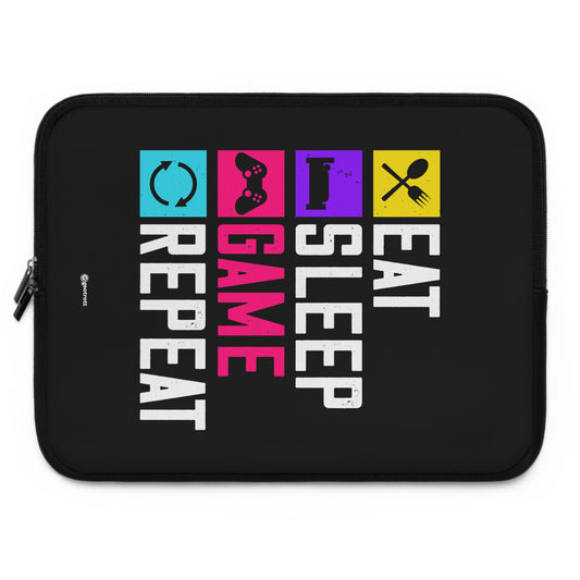 Eat Sleep Game Repeat Gamer Gaming Lightweight Smooth Neoprene Laptop Sleeve