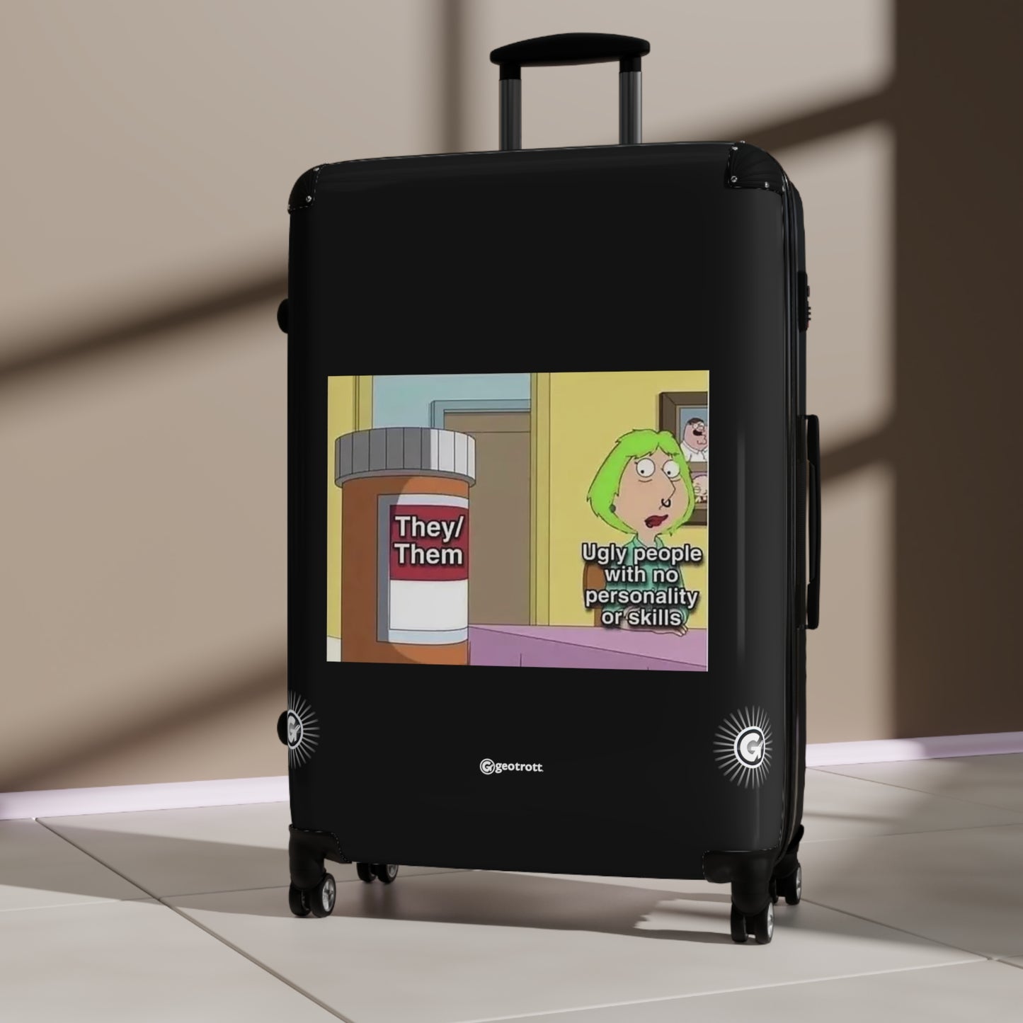 Ugly People with no Personality They Them MEME Funny Inspirational Luggage Bag Rolling Suitcase Spinner