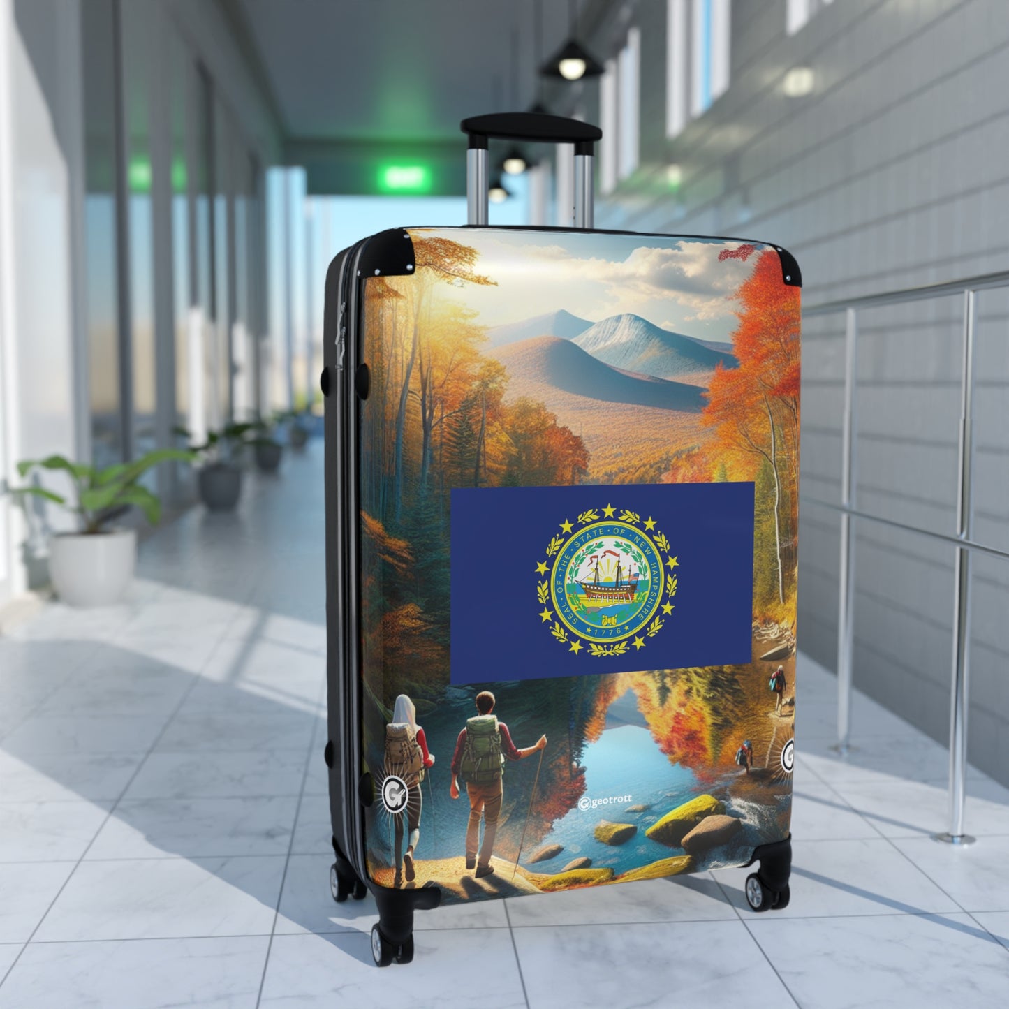 New Hampshire Usa State Flags Luggage Bag Rolling Suitcase Spinner