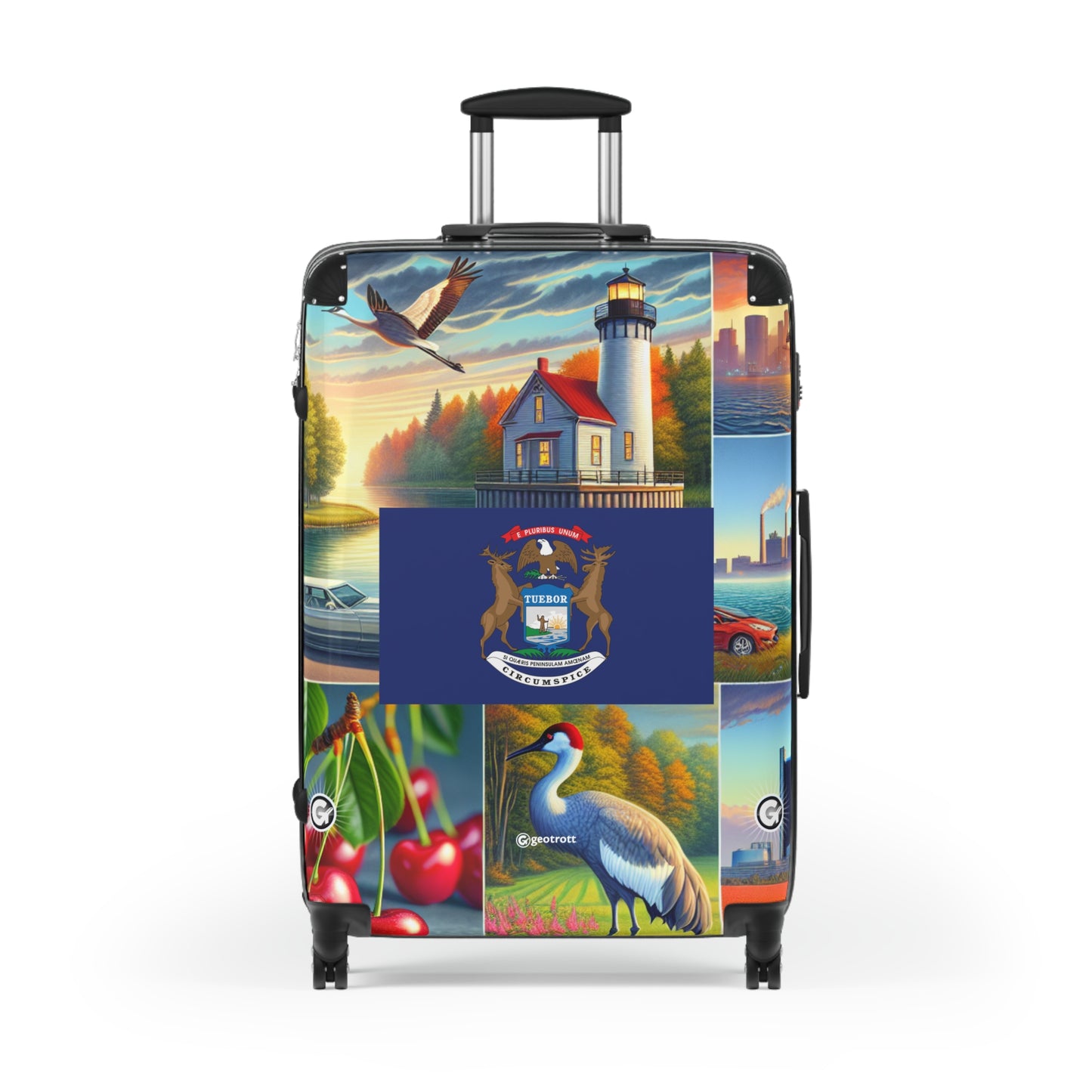 Michigan Usa State Flags Luggage Bag Rolling Suitcase Spinner