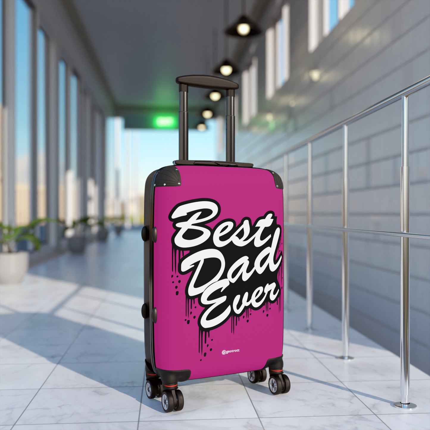 Best Dad Ever Pink Emotive Inspirational Fathers Day Luggage Bag Rolling Suitcase Spinner