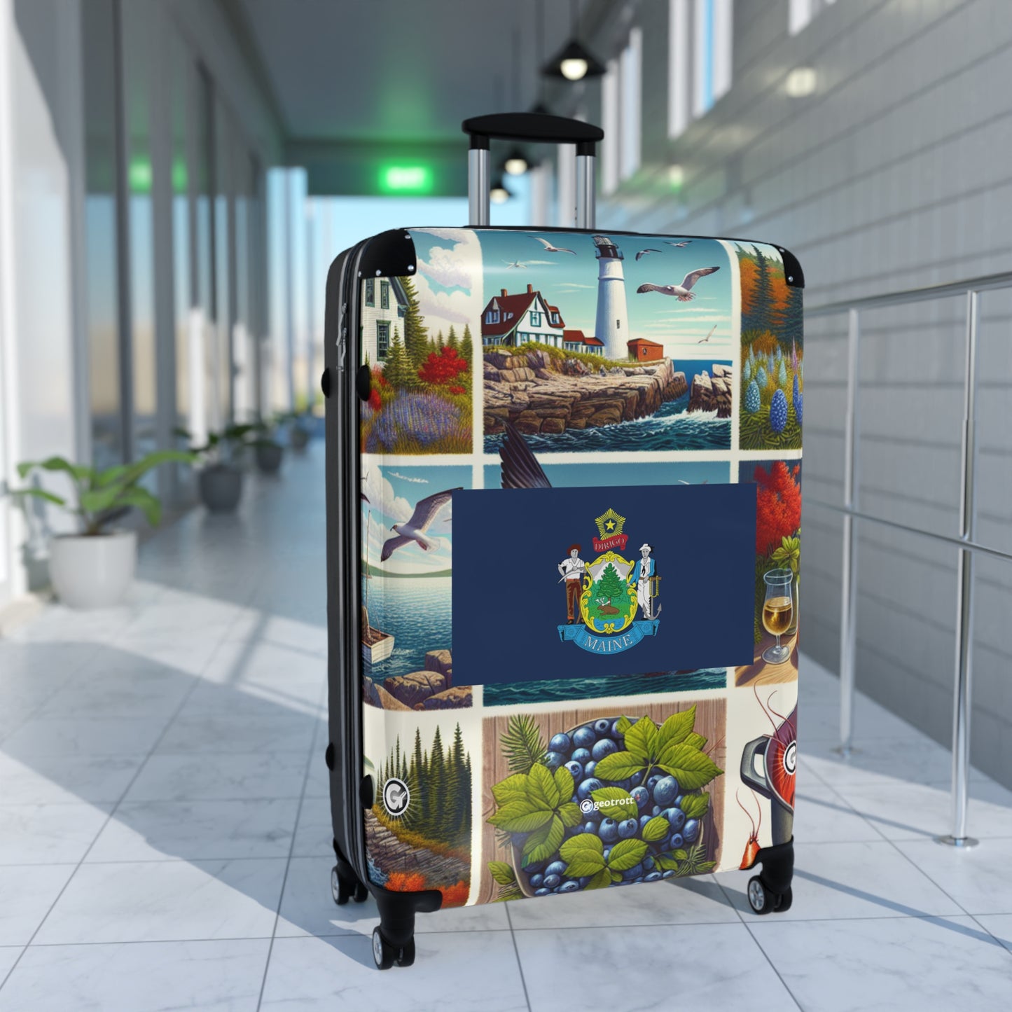 Maine Usa State Flags Luggage Bag Rolling Suitcase Spinner