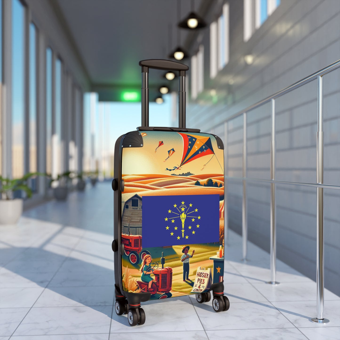 Indiana Usa State Flags Luggage Bag Rolling Suitcase Spinner