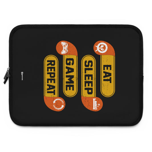 Eat Sleep Game Repeat 3 Gamer Gaming Lightweight Smooth Neoprene Laptop Sleeve