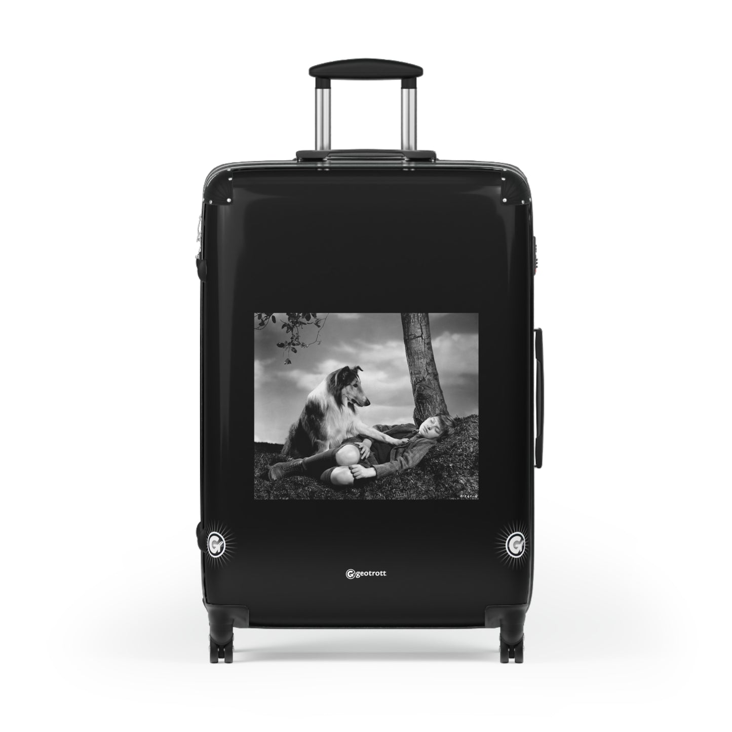 Concerned Lassie Places A Paw On A Sleeping Joe Carraclough 1943 Movie 20Th Century Photos Luggage Bag Rolling Suitcase Spinner