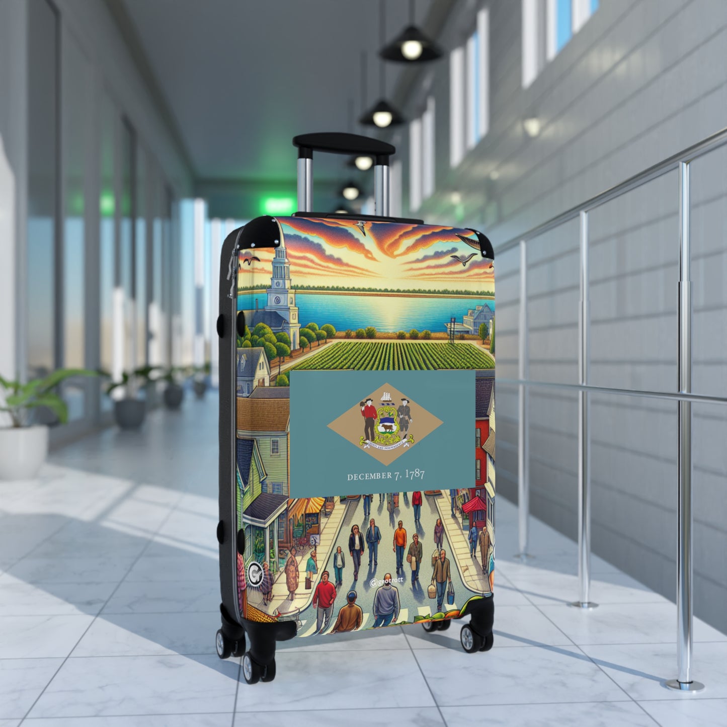 Delaware Usa State Flags Luggage Bag Rolling Suitcase Spinner