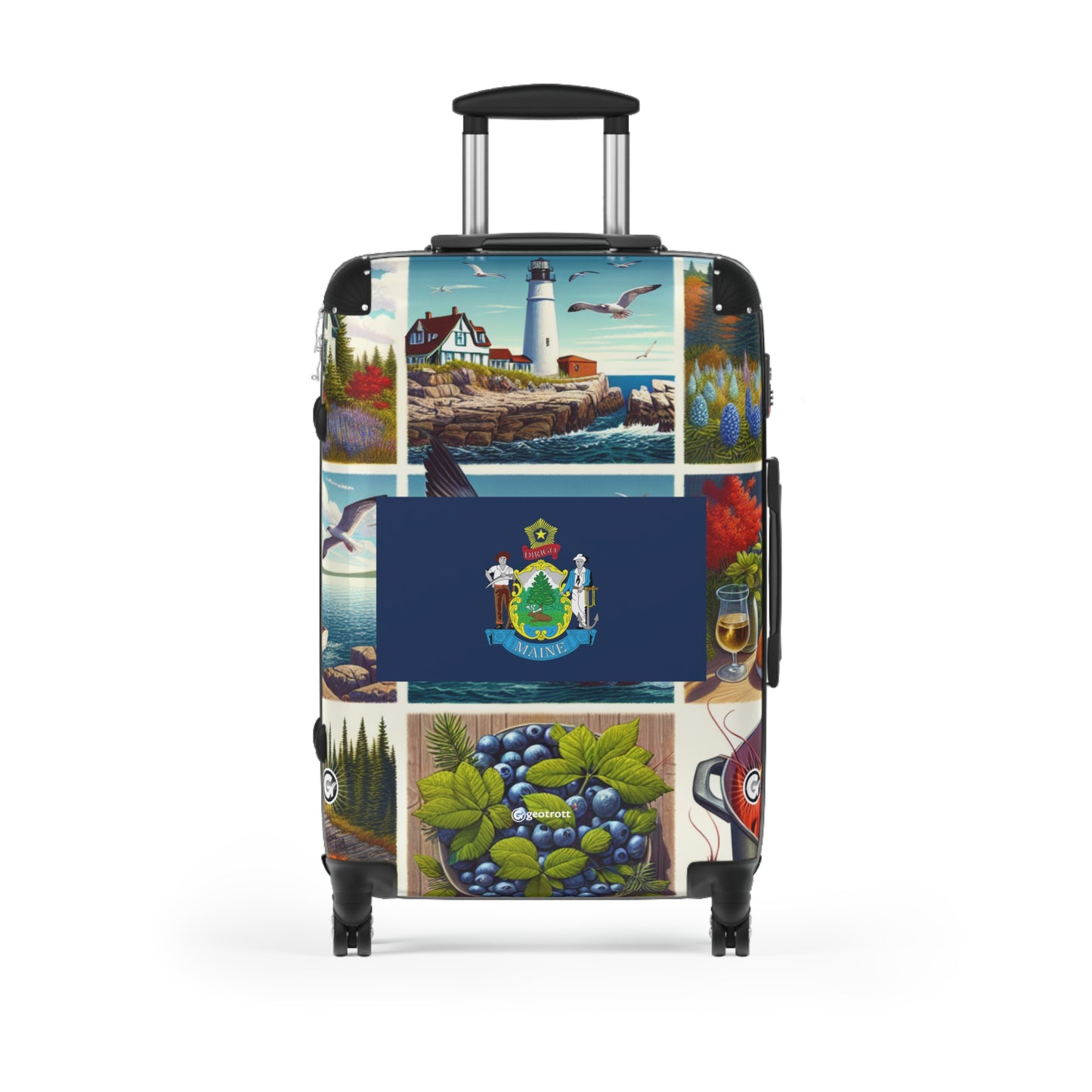 Maine Usa State Flags Luggage Bag Rolling Suitcase Spinner