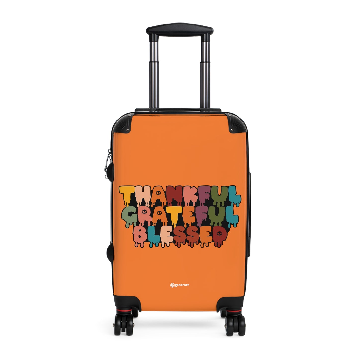Emotive Inspirational Thankful Grateful Blessed Orange Luggage Bag Rolling Suitcase Spinner